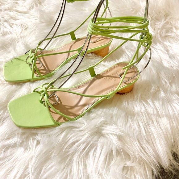 ZARA GREEN HEELED STRAPPY SANDALS - Picture 5 of 12